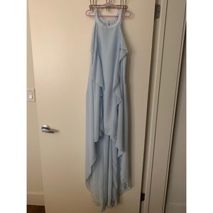 Baby blue halter asymmetrical dress
